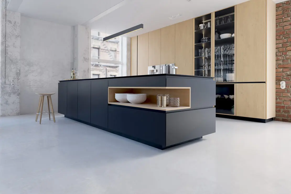 Piso de microcemento en cocina contemporánea y sofisticada Piso de microcemento en cocina contemporánea y sofisticada