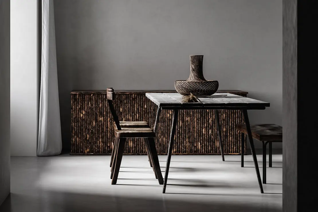 Sala con muros y pavimento de microcemento gris Sala con muros y pavimento de microcemento gris